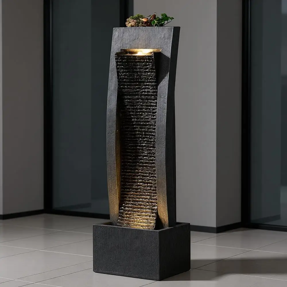 Outdoor Water Fountain, 49.2" Tall Freestanding Fountain with LED Lights & Pump - Curved Faux Slate Waterfall Feature for Garden
Outdoor Water Fountain, 49.2" Tall Freestanding Fountain with LED Lights & Pump - Curved Faux Slate Waterfall Feature for Garden