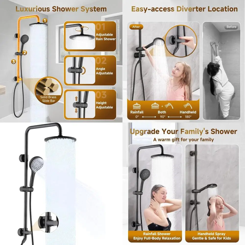 9 Inch Rainfall Shower System with Adjustable Height Holder, Brass Rail, and 60 Stainless Steel Hose, Oil-Rubbed Bronze Finish
9 Inch Rainfall Shower System with Adjustable Height Holder, Brass Rail, and 60 Stainless Steel Hose, Oil-Rubbed Bronze Finish