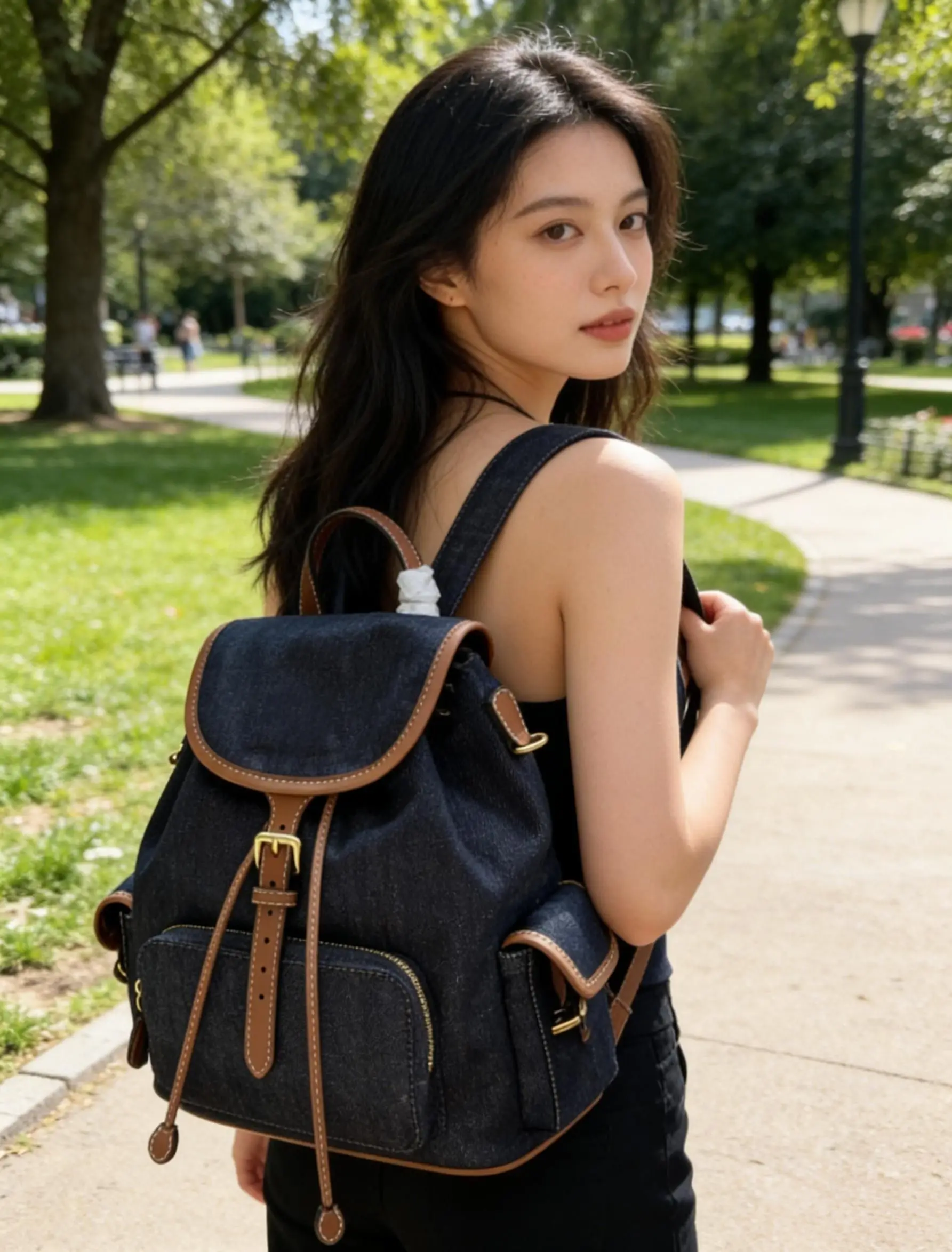 Модный повседневный рюкзак из кожи, денима и холста, популярная городская сумка для поездок на работу.
Модный повседневный рюкзак из кожи, денима и холста, популярная городская сумка для поездок на работу.