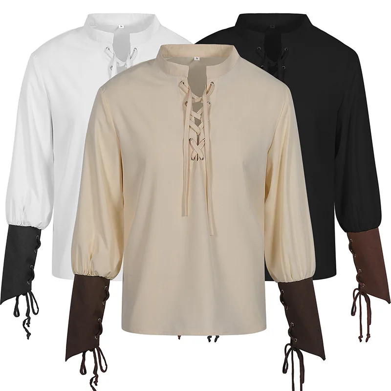 2025 Spring New Mens Pirate Camisas,Beige/White/Black Medieval Renaissance Long Sleeve Viking Shirts for Men,Halloween Costumes
2025 Spring New Mens Pirate Camisas,Beige/White/Black Medieval Renaissance Long Sleeve Viking Shirts for Men,Halloween Costumes