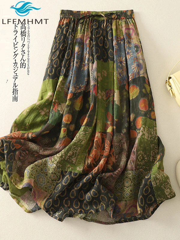 Indian Folk Style Ramie Flower Print A-line Women's Skirt Summer Fashion Elastic Waist Loose Casual Soft Cozy Cotton Linen Dress
Indian Folk Style Ramie Flower Print A-line Women's Skirt Summer Fashion Elastic Waist Loose Casual Soft Cozy Cotton Linen Dress