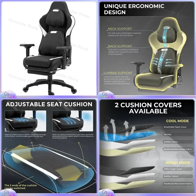 Gaming Chair with Massage Function Adjustable Ergonomic Racing Style Computer Chair for Esports Office Home Use with Footrest
Gaming Chair with Massage Function Adjustable Ergonomic Racing Style Computer Chair for Esports Office Home Use with Footrest