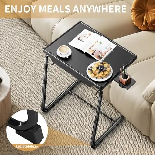 Portable Folding TV Tray Table With Cup Holder, 6 Height Adjustments, 3 Tilt Positions For Sofa Or Bed, 2 Pack Black
Portable Folding TV Tray Table With Cup Holder, 6 Height Adjustments, 3 Tilt Positions For Sofa Or Bed, 2 Pack Black