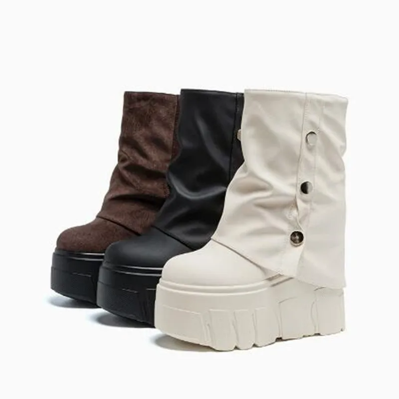 Fashion Women Ankle Boots Microfiber Leather Waterproof Warm Fur Winter Boots for Women Booties 14cm Platform Hidden Heel Shoes
Fashion Women Ankle Boots Microfiber Leather Waterproof Warm Fur Winter Boots for Women Booties 14cm Platform Hidden Heel Shoes