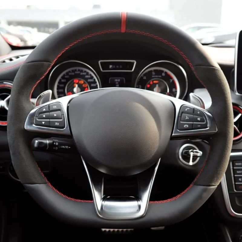 DIY Hand Sewing Black Suede Car Steering Wheel Cover For Mercedes-Benz A45 AMG W205 C43 C63S AMG CLA45 CLS63 AMG Car Accessories
DIY Hand Sewing Black Suede Car Steering Wheel Cover For Mercedes-Benz A45 AMG W205 C43 C63S AMG CLA45 CLS63 AMG Car Accessories