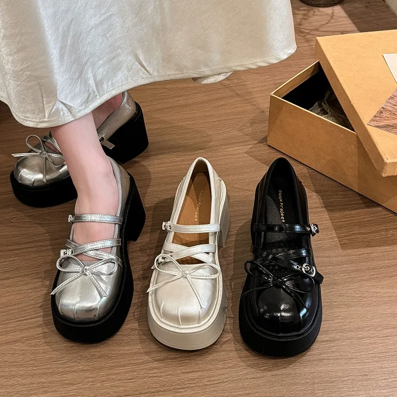 Bow Mary Jane Single Shoes New Round Toe Soft Leather Platform Strap Heels
Bow Mary Jane Single Shoes New Round Toe Soft Leather Platform Strap Heels