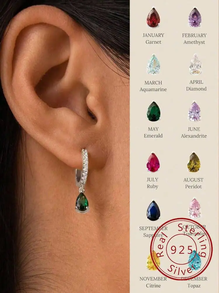 925 Sterling Silver Colorful Zircon Simple Fashion Water Drop Hoop Earring For Women Dating Partyt High Quality Fine Jewelry
925 Sterling Silver Colorful Zircon Simple Fashion Water Drop Hoop Earring For Women Dating Partyt High Quality Fine Jewelry