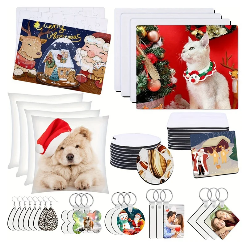 【Must-Haves】82PCS Sublimation Blanks Products Set, Christmas Craft Sublimation Kit DIY Heat Printing Pattern Craft
【Must-Haves】82PCS Sublimation Blanks Products Set, Christmas Craft Sublimation Kit DIY Heat Printing Pattern Craft