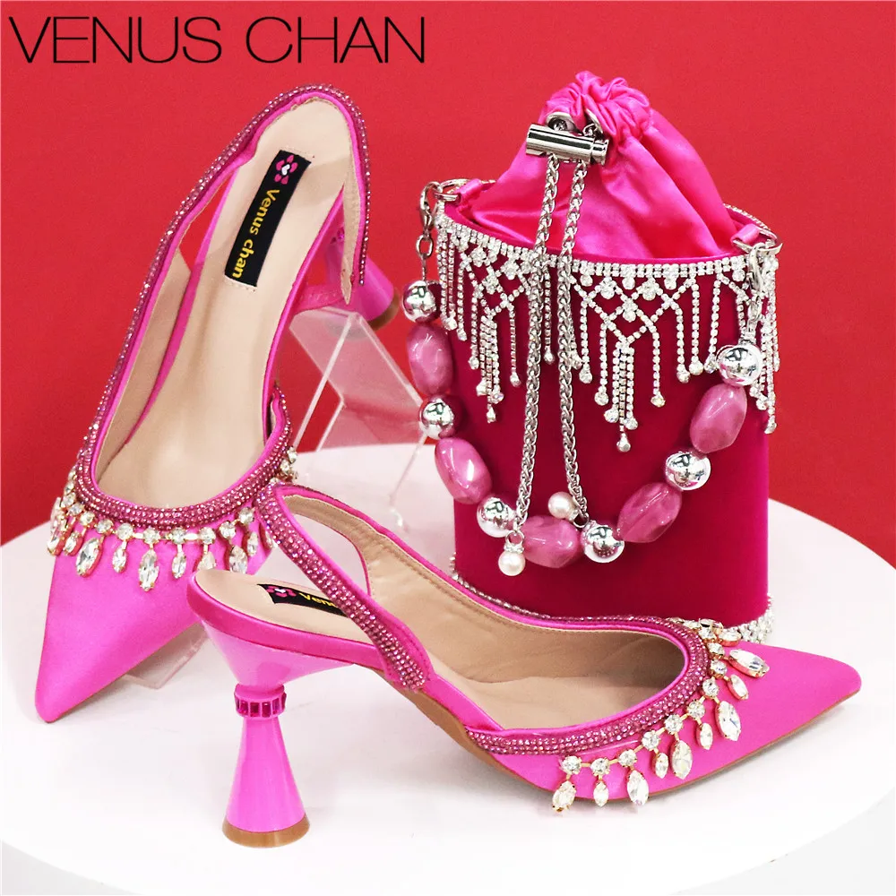 Have Fuchsia Color Pointed-Toe High Women Heels Shoes and Bags for Women Rhinestone Evening Party Elegant Luxury Handbag
Have Fuchsia Color Pointed-Toe High Women Heels Shoes and Bags for Women Rhinestone Evening Party Elegant Luxury Handbag