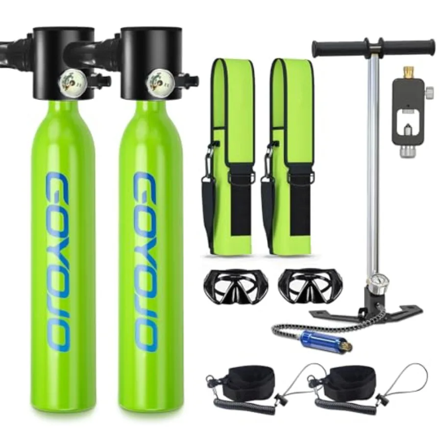 Portable diving tank kit for underwater breathing training, green aluminum alloy, 0.5L capacity, 3000 PSI max pressure, include
Portable diving tank kit for underwater breathing training, green aluminum alloy, 0.5L capacity, 3000 PSI max pressure, include