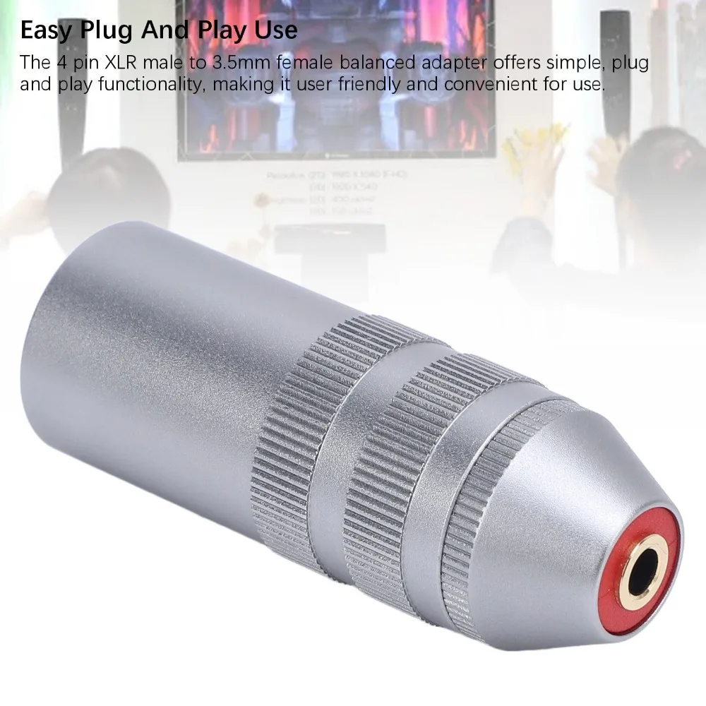 Metal 4 Pin XLR Male Connector Plug and Play Sound Transmission XLR Male to 3.5mm Balanced Female Microphone Adapter For Mixers
Metal 4 Pin XLR Male Connector Plug and Play Sound Transmission XLR Male to 3.5mm Balanced Female Microphone Adapter For Mixers