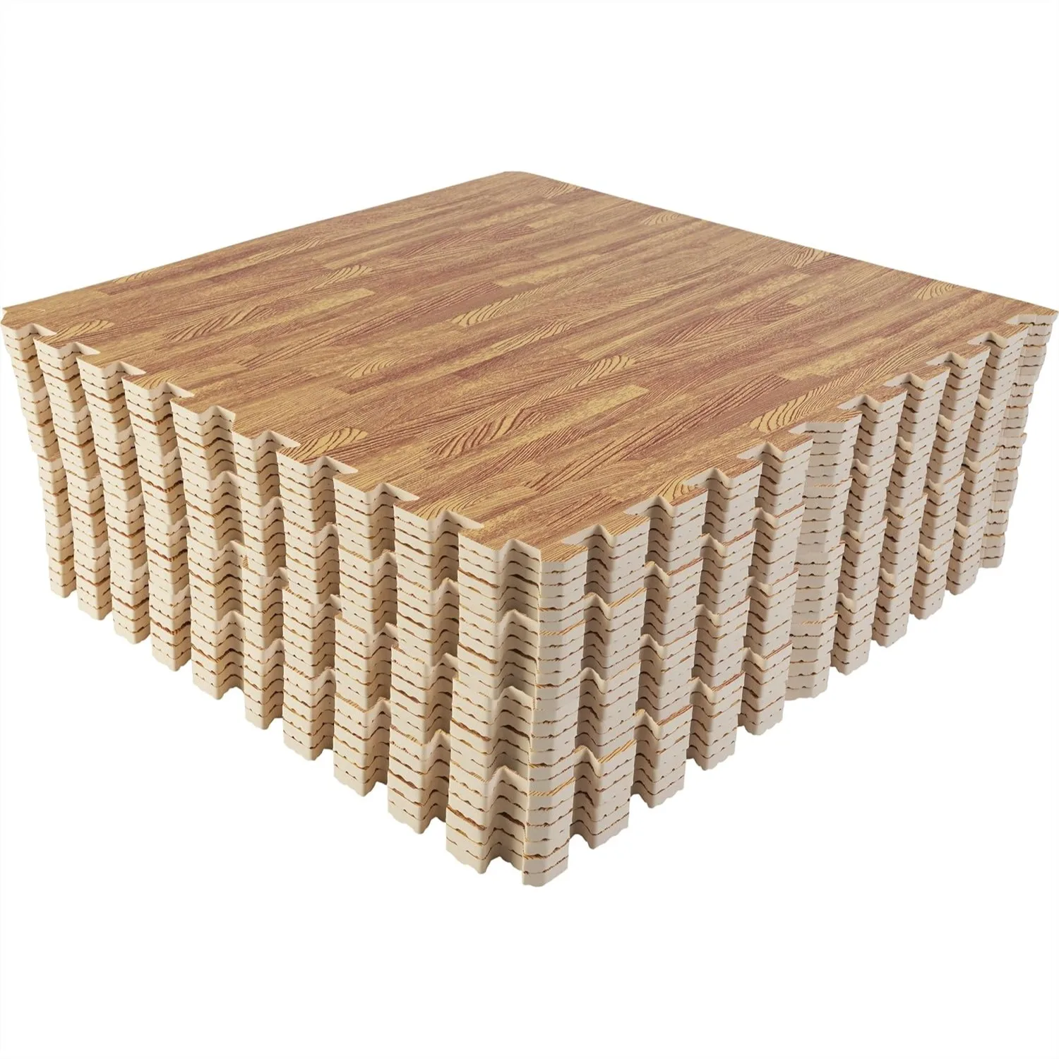 Interlocking Foam Floor Tiles 96sqft Wood Grain Play Mat for Home Gym, Non-Toxic EVA Puzzle Mats
Interlocking Foam Floor Tiles 96sqft Wood Grain Play Mat for Home Gym, Non-Toxic EVA Puzzle Mats