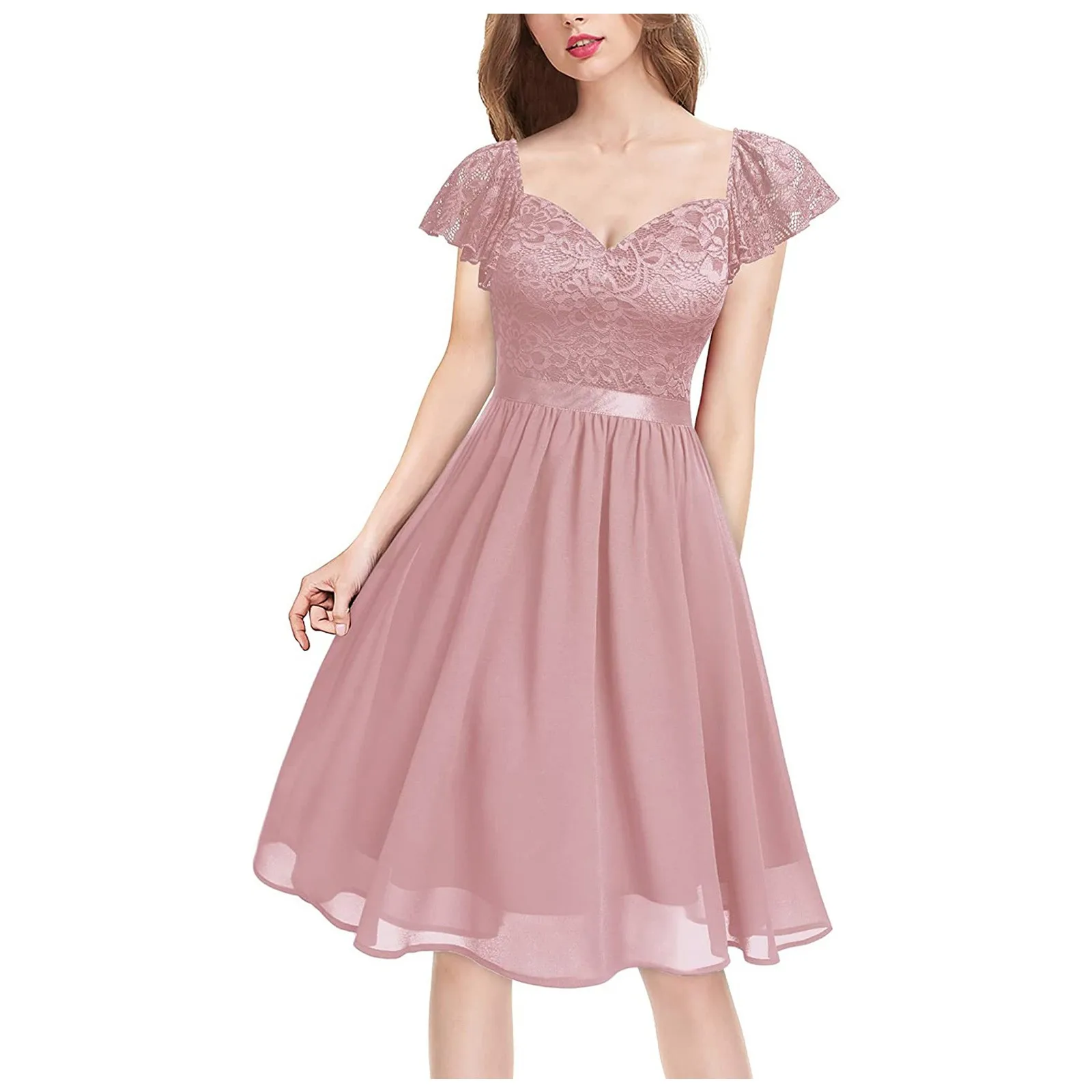 Oversized Lace Chiffon Short Prom Dress Elegant Pink Blue Black Flare Sleeve Pleated Midi Cocktail Gown Birthday Dress for Women
Oversized Lace Chiffon Short Prom Dress Elegant Pink Blue Black Flare Sleeve Pleated Midi Cocktail Gown Birthday Dress for Women