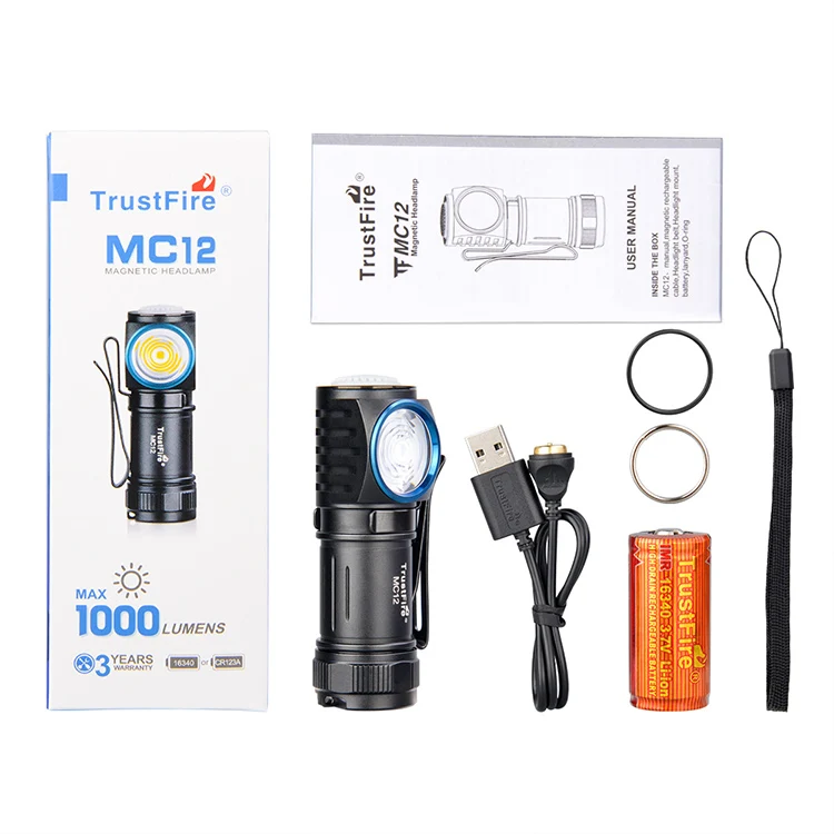 TrustFire MC12 EDC powerful LED headlights with 4-speed brightness and 1000 lumens magnetic charging headlights XP-L HI camping
TrustFire MC12 EDC powerful LED headlights with 4-speed brightness and 1000 lumens magnetic charging headlights XP-L HI camping