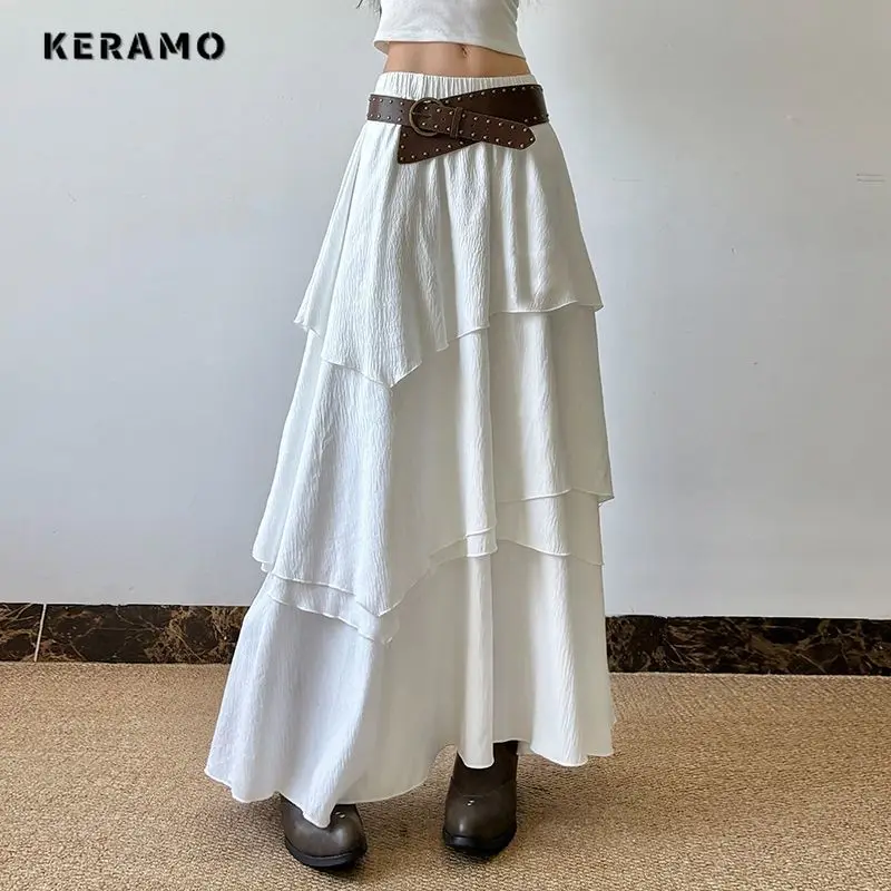 2025 Summer Casual Solid Color Soft Mid Long Skirts Women's Elegant Elastic Waist Chiffon High Waist Loose White Tierred Skirt
2025 Summer Casual Solid Color Soft Mid Long Skirts Women's Elegant Elastic Waist Chiffon High Waist Loose White Tierred Skirt