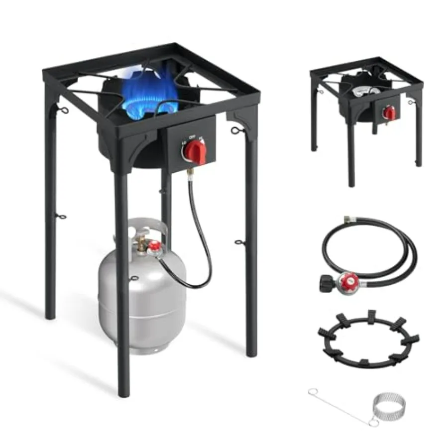 Portable camping stove for outdoor use, aluminum alloy body, black color, 75, 000 BTU high-efficiency propane burner
Portable camping stove for outdoor use, aluminum alloy body, black color, 75, 000 BTU high-efficiency propane burner