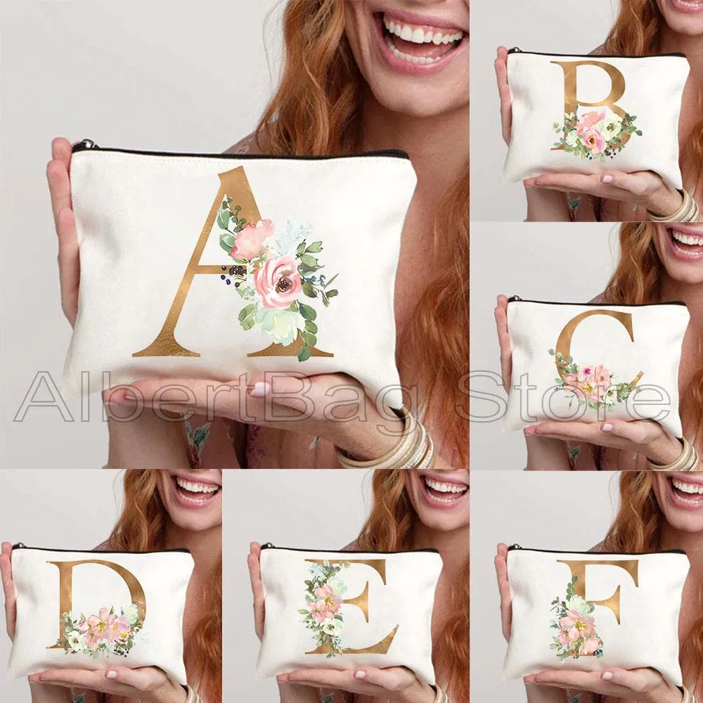 Gold Floral Letter English Alphabet Canvas Cosmetic Bag Flowers Initial Letter Wedding Gift Makeup Toilet Bag Pencil Case Pouch
Gold Floral Letter English Alphabet Canvas Cosmetic Bag Flowers Initial Letter Wedding Gift Makeup Toilet Bag Pencil Case Pouch