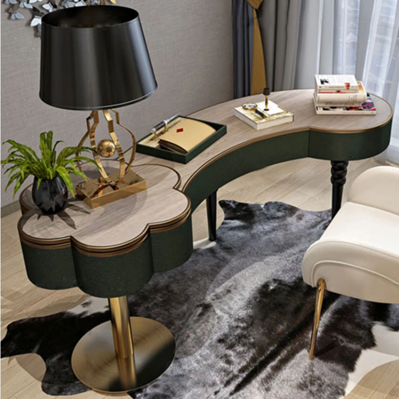 Light luxury desk home curved modern simple bedroom desk computer writing desk chair combination
Light luxury desk home curved modern simple bedroom desk computer writing desk chair combination