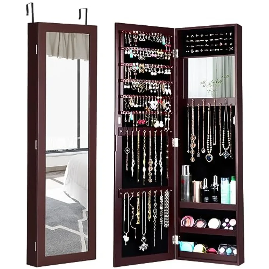Jewelry Armoire Over the Door/Wall Mounted Jewelry Organizer with Full Length Mirror and Inside Makeup Mirror Large Capacity St
Jewelry Armoire Over the Door/Wall Mounted Jewelry Organizer with Full Length Mirror and Inside Makeup Mirror Large Capacity St