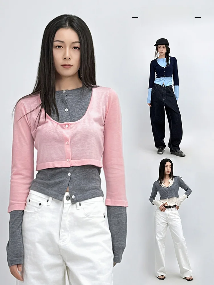 Женский кардиган SUN90 из легкой шерсти с эффектом двухслойности, вязаный, на шнуровке, с длинными рукавами, укороченный
Женский кардиган SUN90 из легкой шерсти с эффектом двухслойности, вязаный, на шнуровке, с длинными рукавами, укороченный