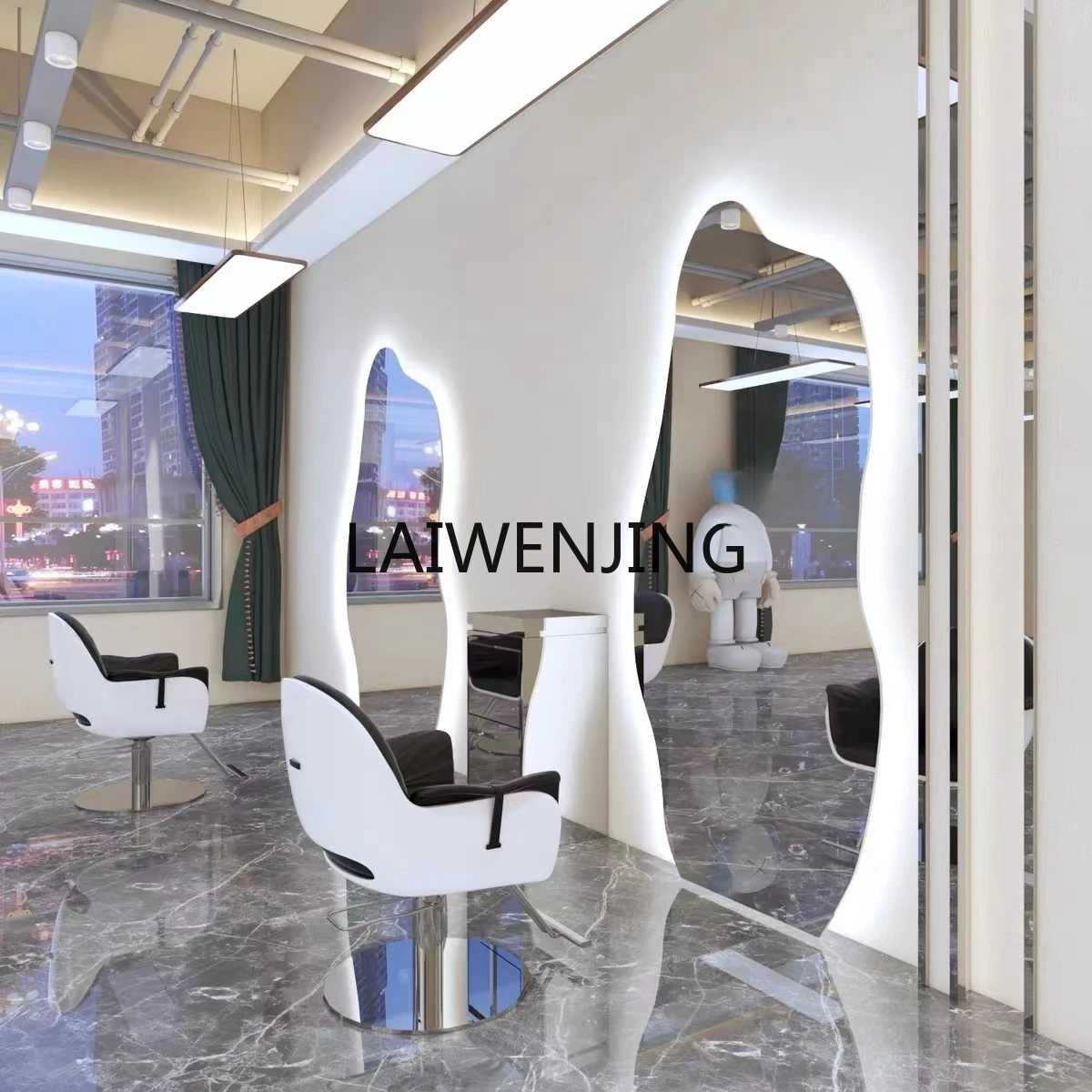 MJY trendy barber shop desk perm and dyeing special wall-mounted hair salon luminous mirror
MJY trendy barber shop desk perm and dyeing special wall-mounted hair salon luminous mirror