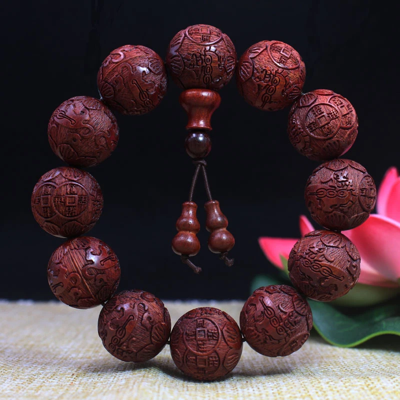 Zambian small-leaf rosewood and blood sandalwood carved beads 20mm gourd pendant Buddhist bead bracelet
Zambian small-leaf rosewood and blood sandalwood carved beads 20mm gourd pendant Buddhist bead bracelet