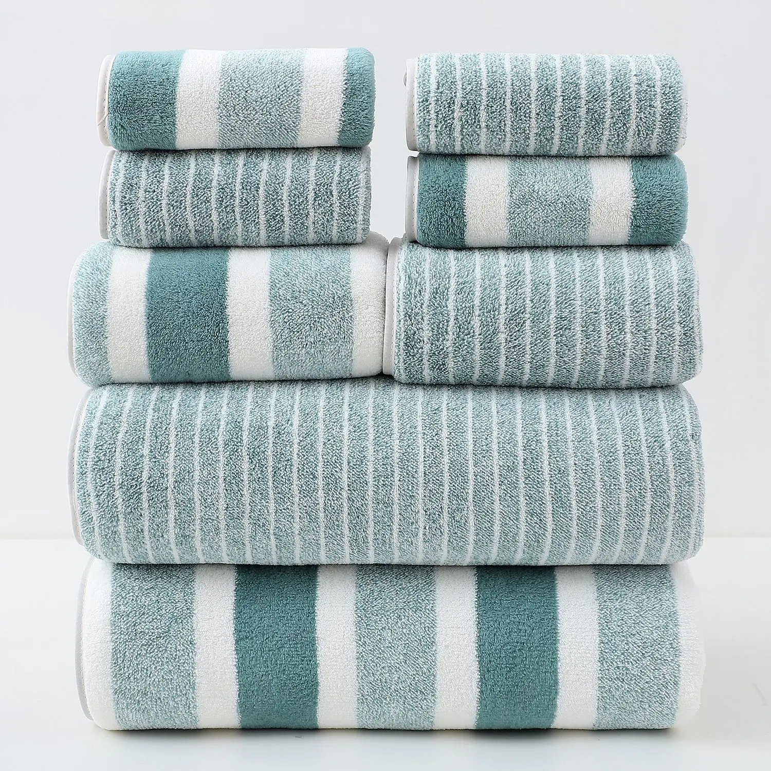 8pcs Striped Towels Set Quick Dry Absorbent Bathroom Towels - 2 Bath Towels 2 Face Towels And 4 Washcloths Wholesale
8pcs Striped Towels Set Quick Dry Absorbent Bathroom Towels - 2 Bath Towels 2 Face Towels And 4 Washcloths Wholesale