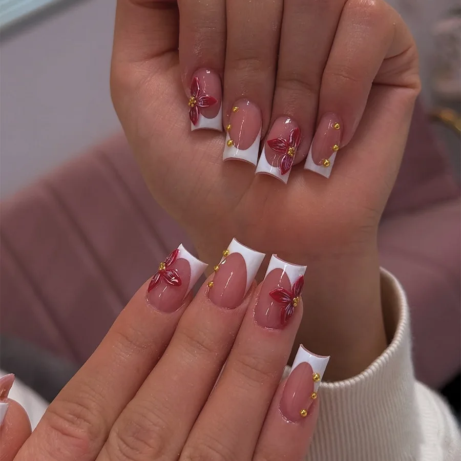 24pcs Simple False Nails Sets Flower Pattern Square Fake Nail French Short Ballet Press on Nails Acrylic Pink Full Cover Nail
24pcs Simple False Nails Sets Flower Pattern Square Fake Nail French Short Ballet Press on Nails Acrylic Pink Full Cover Nail