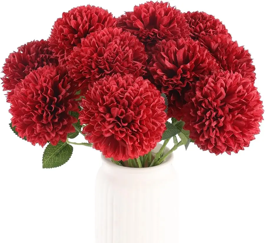12 Pcs Artificial Chrysanthemums Flowers Burgundy Red Flowers, Fake Mums Silk Flowers for Spring Home Decor Christmas Floral Arr
12 Pcs Artificial Chrysanthemums Flowers Burgundy Red Flowers, Fake Mums Silk Flowers for Spring Home Decor Christmas Floral Arr