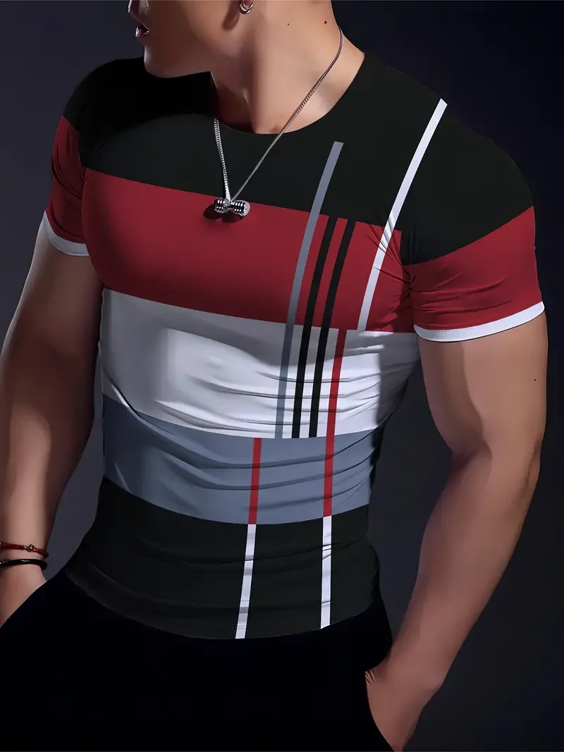Men's Color-Blocked Sports Muscle Version T-Shirt, Men's Breathable Compression T-Shirt, Summer Sports Comfortable Top
Men's Color-Blocked Sports Muscle Version T-Shirt, Men's Breathable Compression T-Shirt, Summer Sports Comfortable Top