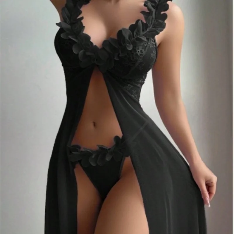 New European American style women's set with floral front closure mesh suspender long skirt
New European American style women's set with floral front closure mesh suspender long skirt