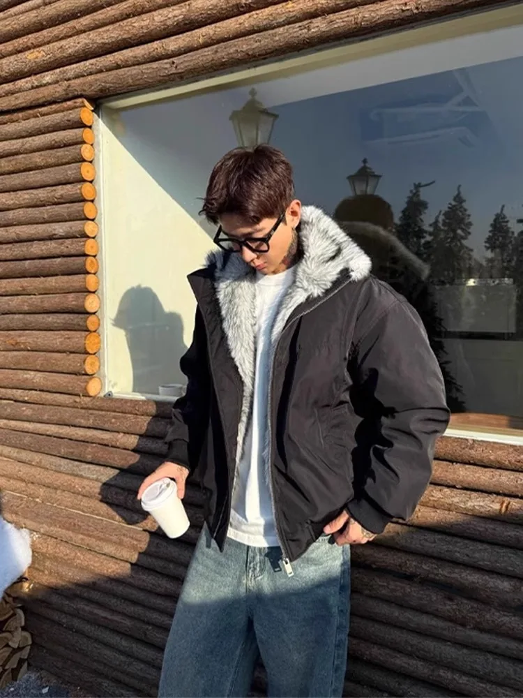 American Retro Men's Cotton Jaet Coat with Fur Collar Lamb Velvet Fce Lined Thiened ort Sle Winter Warm Outerwear
American Retro Men's Cotton Jaet Coat with Fur Collar Lamb Velvet Fce Lined Thiened ort Sle Winter Warm Outerwear