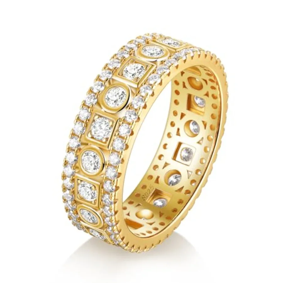 D Color VVS1 Clarity Round Cut Moissanite Eternity Bands for Women Men, Solid 925 Sterling Silver with/ Plated, 1.36 Carats 5.9
D Color VVS1 Clarity Round Cut Moissanite Eternity Bands for Women Men, Solid 925 Sterling Silver with/ Plated, 1.36 Carats 5.9