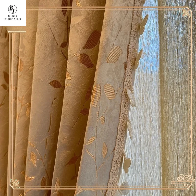 New Light Luxury Gold Leaf Curtain for Living Dining Room Bedroom American Chinese Champagne Gold Silk Thread Splicing Butterfly
New Light Luxury Gold Leaf Curtain for Living Dining Room Bedroom American Chinese Champagne Gold Silk Thread Splicing Butterfly