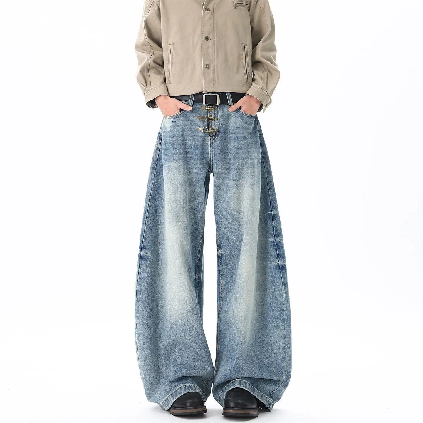 American Style Knife Jeans Men's Loose Fit Washed Aircraft Buckle Casual Long Trousers Fashionable Straight Leg Jeans
American Style Knife Jeans Men's Loose Fit Washed Aircraft Buckle Casual Long Trousers Fashionable Straight Leg Jeans