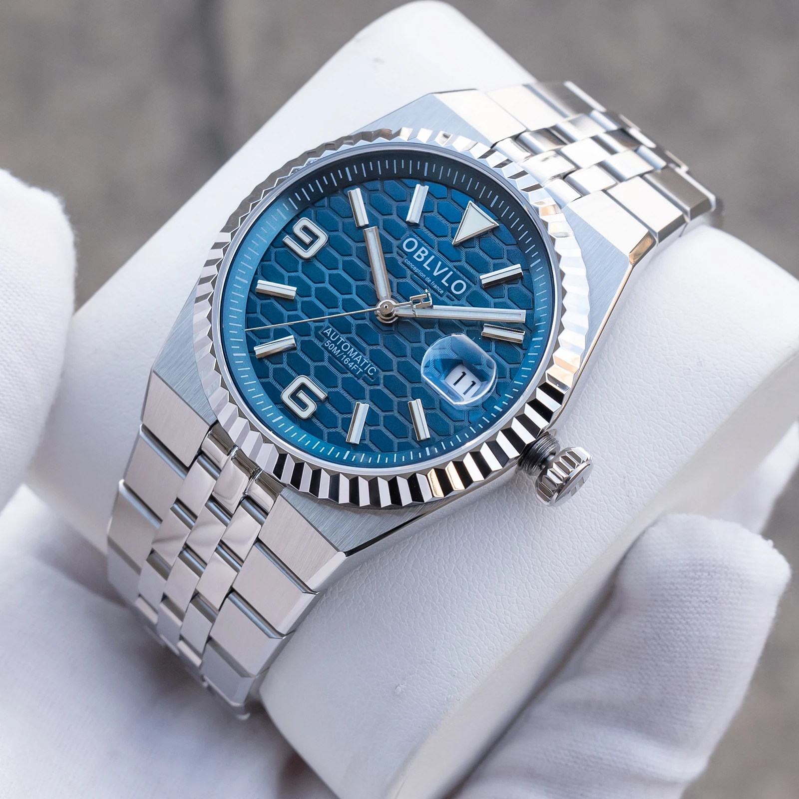 OBLVLO Fashion Style Men's 316L Stainless Steel Automatic Watch 41mm Blue Dial with Date Waterproof Mechanical Watches RX-LD
OBLVLO Fashion Style Men's 316L Stainless Steel Automatic Watch 41mm Blue Dial with Date Waterproof Mechanical Watches RX-LD