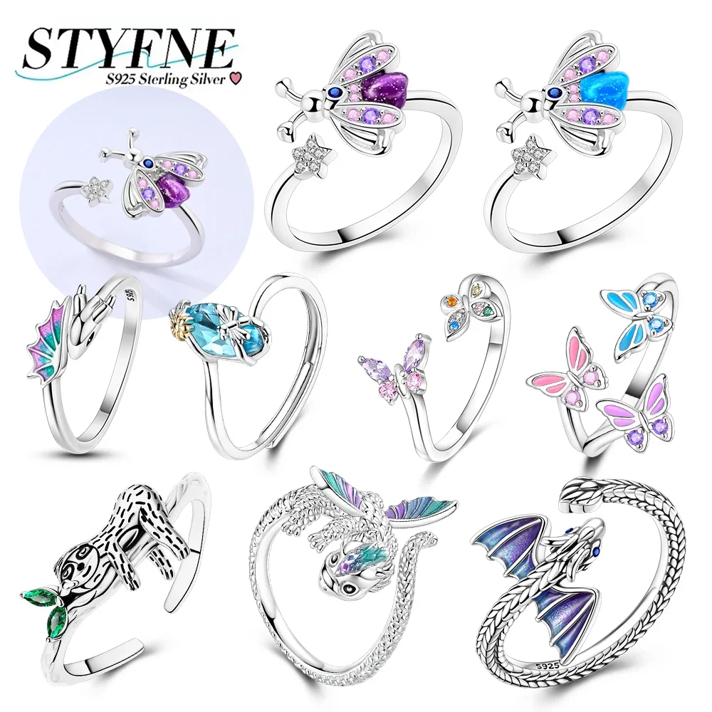 925 Silver Animal Series Rings Colorful Butterflies Fire Dragons Fireflies Opening Rings Women Birthday Anniversary Gift Jewelry
925 Silver Animal Series Rings Colorful Butterflies Fire Dragons Fireflies Opening Rings Women Birthday Anniversary Gift Jewelry