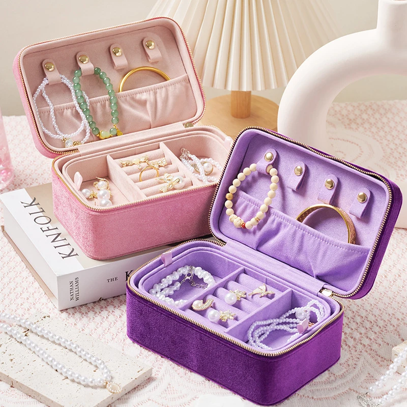 New Double-layer Organizer velvet jewelry box Travel Portable Jewelry Storage Box Case Women Lilac Mini Plush Exquisite Simple
New Double-layer Organizer velvet jewelry box Travel Portable Jewelry Storage Box Case Women Lilac Mini Plush Exquisite Simple