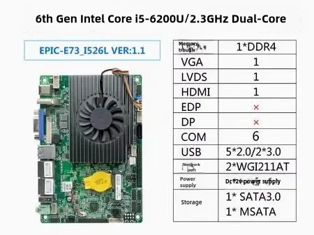 i5-6200U 3.5 inch Motherboard 3.5" SBC IPC Mainboard industrial with SKylake Dual Core DC-12V 6xCOM 2 x i211 LAN
i5-6200U 3.5 inch Motherboard 3.5" SBC IPC Mainboard industrial with SKylake Dual Core DC-12V 6xCOM 2 x i211 LAN
