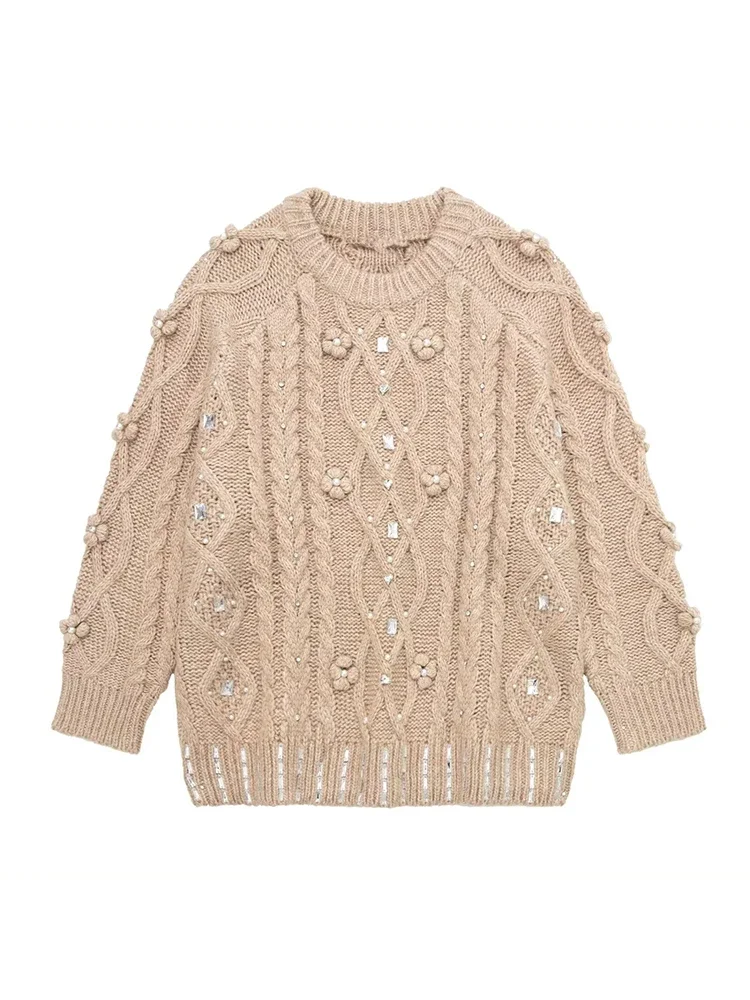 Willshela Women Fashion With Pearls Khaki Knitted Pullover Sweater Vintage O-Neck Long Sleeves Female Chic Lady Tops
Willshela Women Fashion With Pearls Khaki Knitted Pullover Sweater Vintage O-Neck Long Sleeves Female Chic Lady Tops