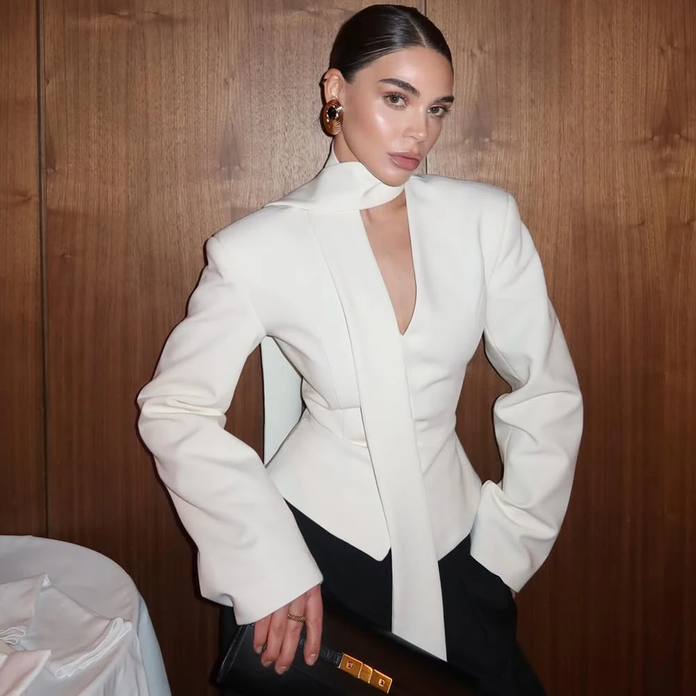 Ticketsx Striped Lace Up Blazer Women's Sexy V Neck Single Breasted Ribbon Suit Jacket Female Fashion Formal Chic Tailored Coat
Ticketsx Striped Lace Up Blazer Women's Sexy V Neck Single Breasted Ribbon Suit Jacket Female Fashion Formal Chic Tailored Coat