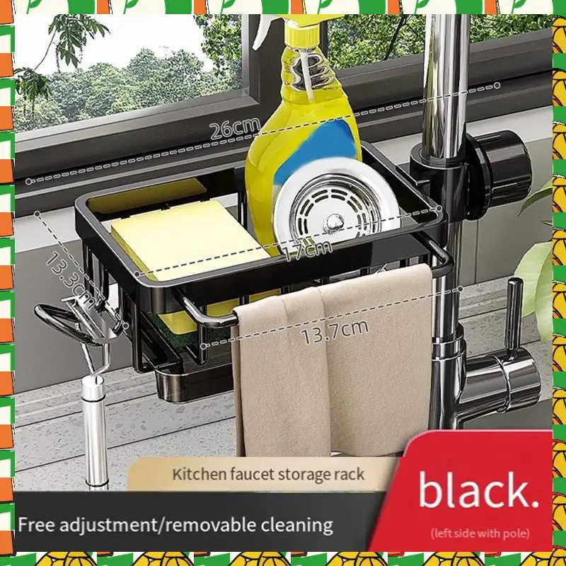 Sponge Holder Over Faucet Kitchen Sink Organizer, Space Aluminum Detachable Hanging Faucet Drain Rack With Hook Durable Black
Sponge Holder Over Faucet Kitchen Sink Organizer, Space Aluminum Detachable Hanging Faucet Drain Rack With Hook Durable Black