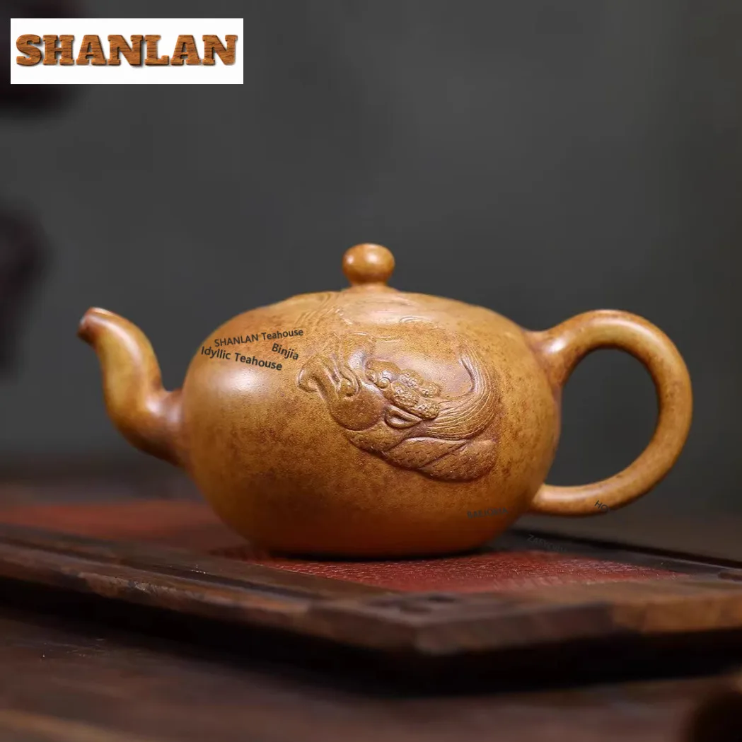 340ml Exquisite Yixing Purple Clay Teapots Handmade A Bead Pot Raw Ore The Keel Gold Sand Mud Tea Making Kettle Zisha Tea Set
340ml Exquisite Yixing Purple Clay Teapots Handmade A Bead Pot Raw Ore The Keel Gold Sand Mud Tea Making Kettle Zisha Tea Set