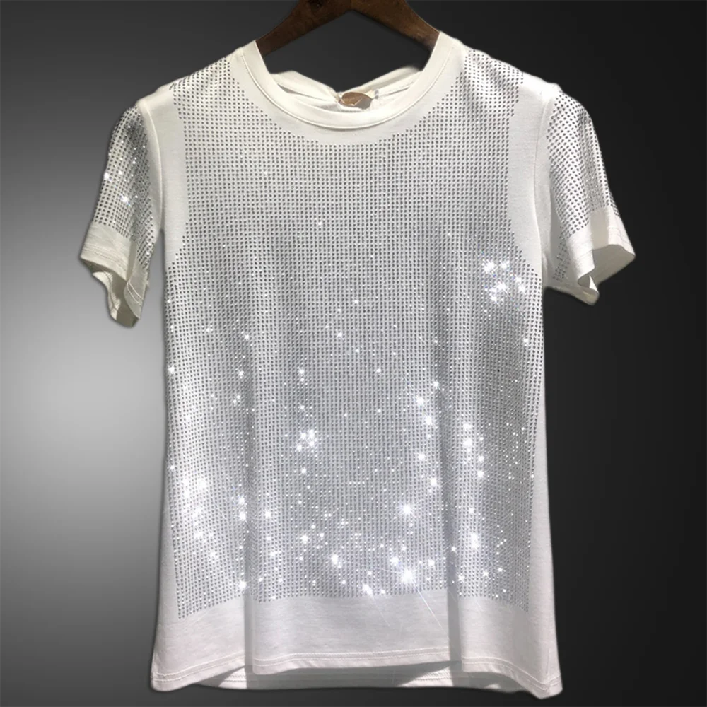 High Quality Men Short Sleeve T Shirt Streetwear Casual O-Neck Tee Shirt Homme White Fashion Diamond Rhinestone T-shirt Mens
High Quality Men Short Sleeve T Shirt Streetwear Casual O-Neck Tee Shirt Homme White Fashion Diamond Rhinestone T-shirt Mens