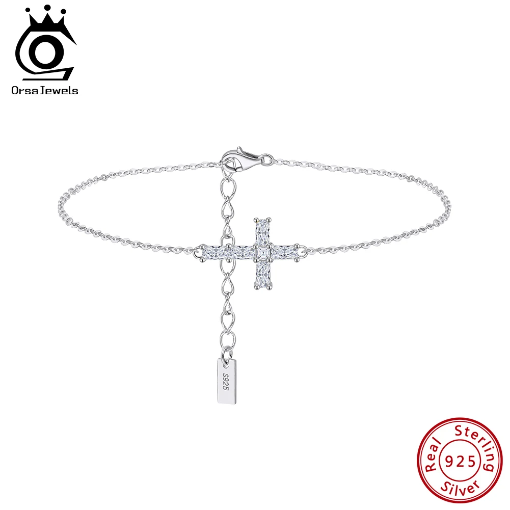 ORSA JEWELS Genuine 925 Sterling Silver Link Chain Bracelet with Cross Moissanite Diamand For Women Fashion Jewelry Gift MOB03
ORSA JEWELS Genuine 925 Sterling Silver Link Chain Bracelet with Cross Moissanite Diamand For Women Fashion Jewelry Gift MOB03