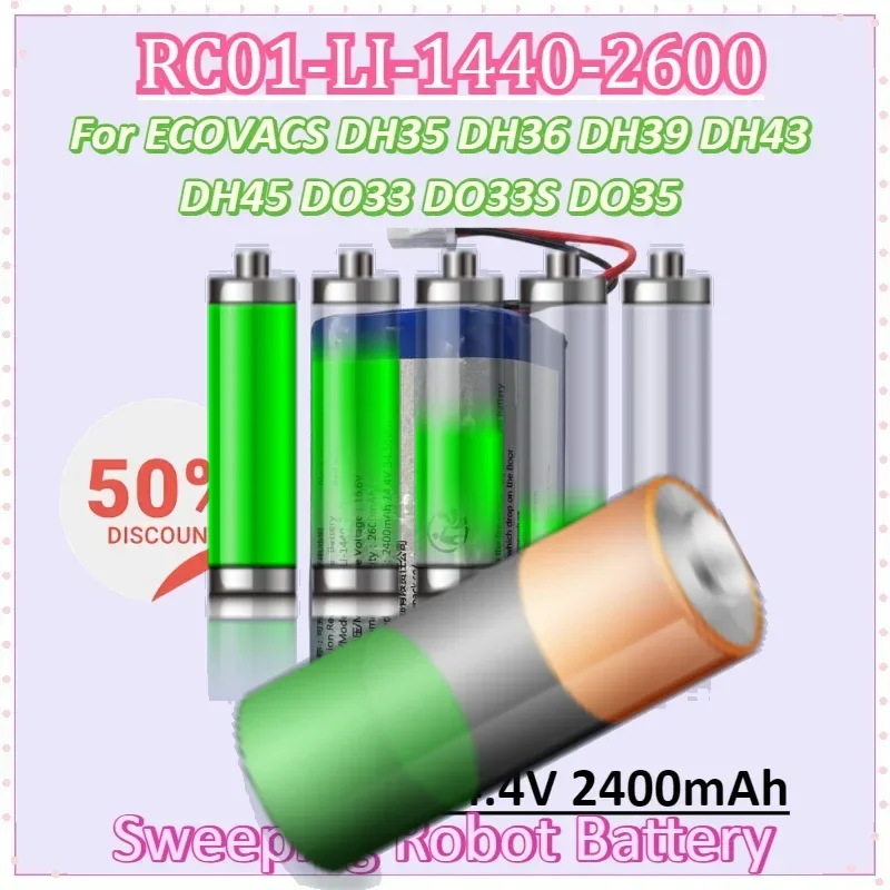RC01-LI-1440-2600 14.4V 2400mAh for ECOVACS Sweeping Robot DH35 DH36 DH39 DH43 DH45 DO33 DO33S DO35 Rechargeable Battery
RC01-LI-1440-2600 14.4V 2400mAh for ECOVACS Sweeping Robot DH35 DH36 DH39 DH43 DH45 DO33 DO33S DO35 Rechargeable Battery