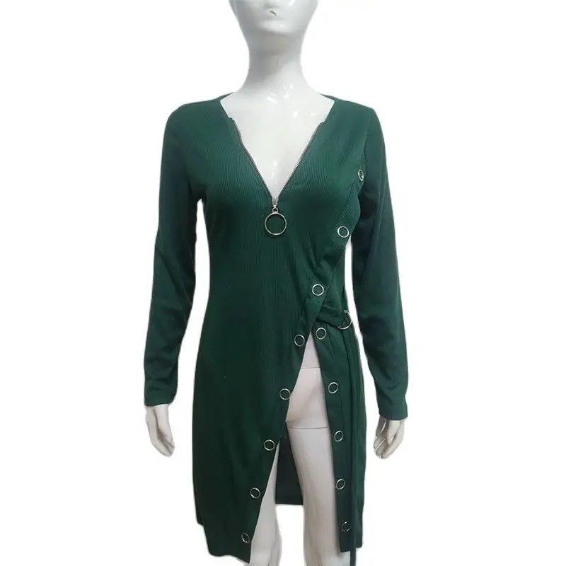 Fashion Women Solid Color T-Shirts Irregular Design Zipper Decor High Split V-Neck Long Sleeve Spring Autumn Slim Long Top
Fashion Women Solid Color T-Shirts Irregular Design Zipper Decor High Split V-Neck Long Sleeve Spring Autumn Slim Long Top