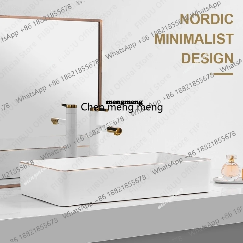 White Ceramic Table Sink With Golden Edge Countertop Vanity Sink Bathroom Lavatory Balcony Vessel Sink Above Counter Wash Basin
White Ceramic Table Sink With Golden Edge Countertop Vanity Sink Bathroom Lavatory Balcony Vessel Sink Above Counter Wash Basin