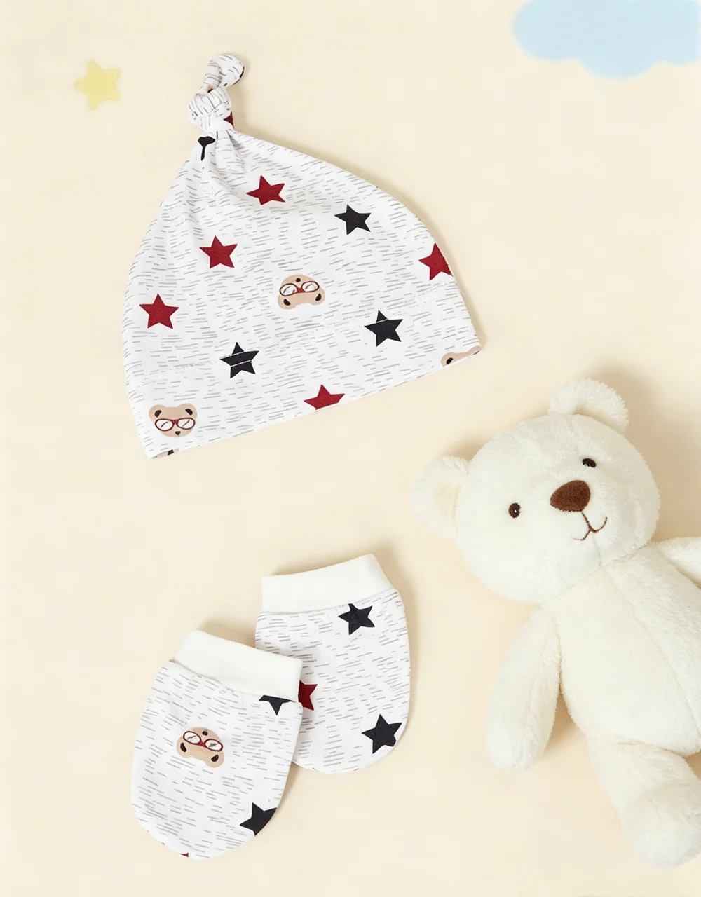 100% cotton Soft Breathable Star Print Baby Hat & Anti-Scratch Mittens Set | 1Hat+1Pair Gloves
100% cotton Soft Breathable Star Print Baby Hat & Anti-Scratch Mittens Set | 1Hat+1Pair Gloves