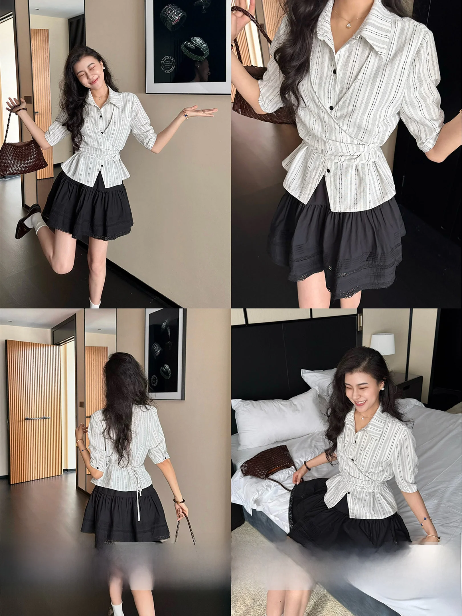 Zhang a Xing Stripe Color Block Shirt And Cake Skirt Set Slimming Waist Cross Design Casual Style Summer Fashion Women's Outfit
Zhang a Xing Stripe Color Block Shirt And Cake Skirt Set Slimming Waist Cross Design Casual Style Summer Fashion Women's Outfit
